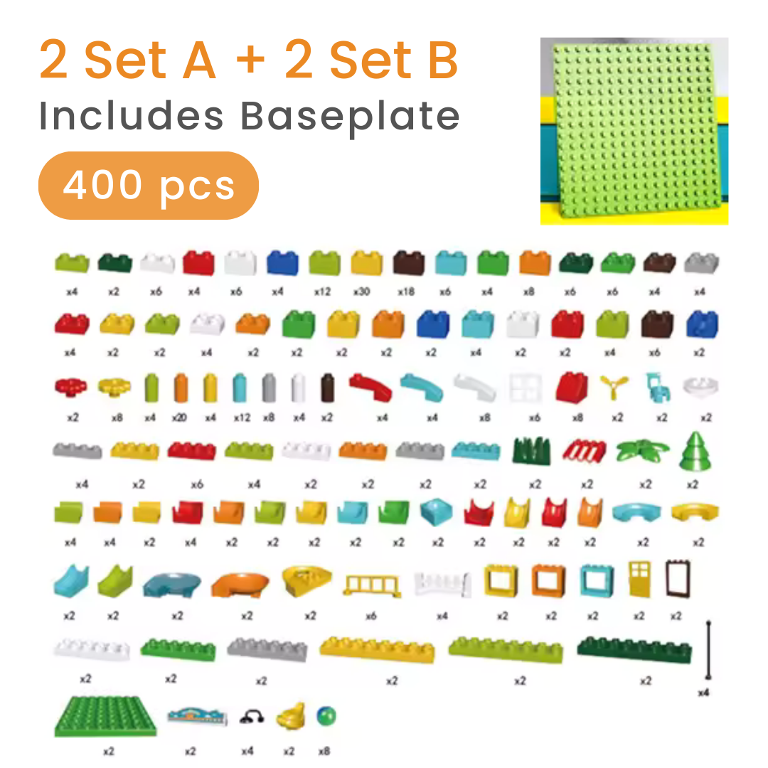 Marble Run Toy Set for Kids - Duplo-Compatible Blocks - Best STEM Toys 2AB Baseplate