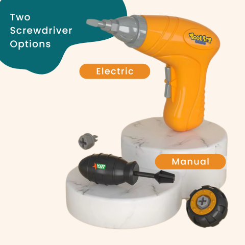 Kids Tool Set: Construction Engineering Toy with Electric Drill | STEM Screwdrivers
