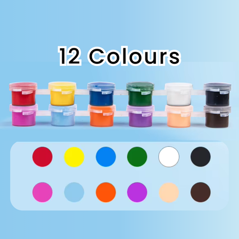 Kids Paint Set: Easy Acrylic Paint Set for Kids with Palette and Brush 12 Colours