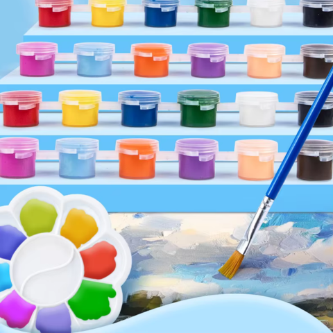 Kids Paint Set: Easy Acrylic Paint Set for Kids with Palette and Brush inclusions